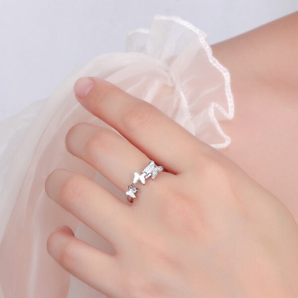 European And American Fashion Zircon Size Butterfly Ring - Image 3