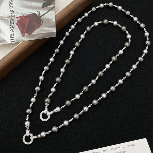 Mixed Color Pearl Sweater Chain Women's Long Necklace