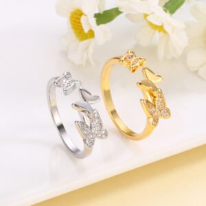European And American Fashion Zircon Size Butterfly Ring