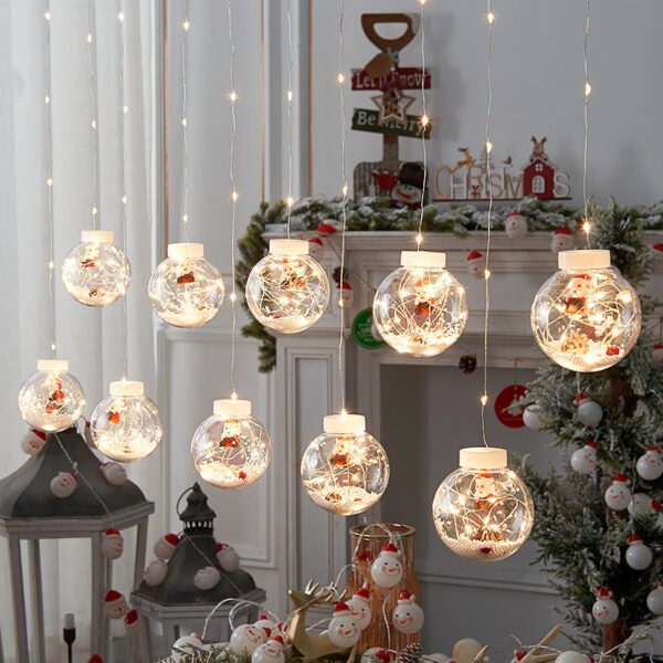 10PCS LED Christmas Curtain Lamp Fairy Snowman Wishing Ball Lamp String Christmas Window Decoration Christmas Light Room - Image 10