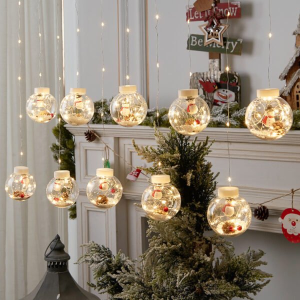 10PCS LED Christmas Curtain Lamp Fairy Snowman Wishing Ball Lamp String Christmas Window Decoration Christmas Light Room - Image 9