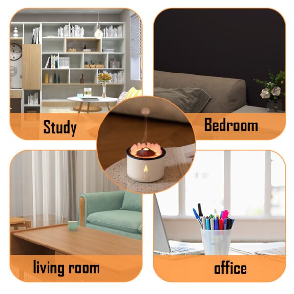 New Creative Ultrasonic Essential Oil Humidifier Volcano Aromatherapy Machine Spray Jellyfish Air Flame Humidifier Diffuser - Image 6