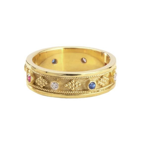 Colorful Inlaid Zircon Fashion Geometry Pattern Affordable Luxury Style Ring - Image 3