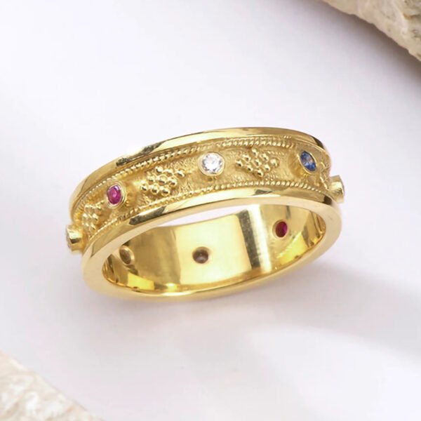 Colorful Inlaid Zircon Fashion Geometry Pattern Affordable Luxury Style Ring - Image 4