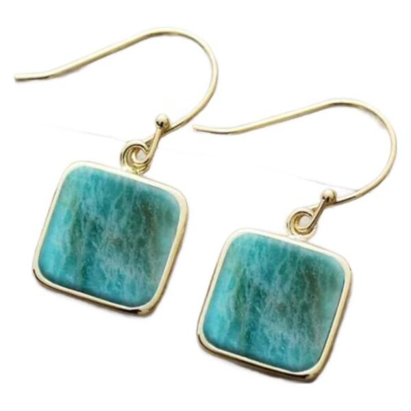 Amazonite Titanium Steel Square Eardrops Earrings - Image 2