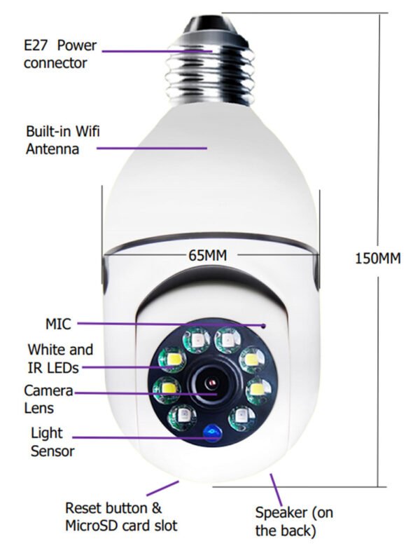 WiFi CAMERA 1080P Bulb 4X Zoom Camera E27 Home 5GWiFi Alarm Monitor - Image 10